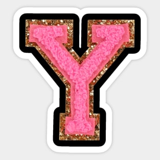 Y - Bubblegum Glitter Varsity Letter Patches Sticker